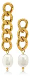 Troli Asymetrické pozlacené náušnice s pravými barokními perlami VAAXF344G