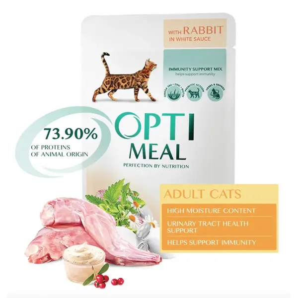 OPTIMEAL™ Superpremium kapsička pre mačky s králikom v bielej omáčke 12x85g (5476)