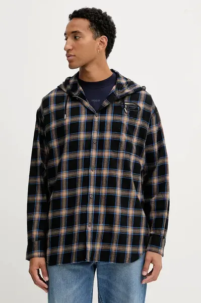 Bavlněná košile Diesel S-DEWNY-HOOD-AJFI