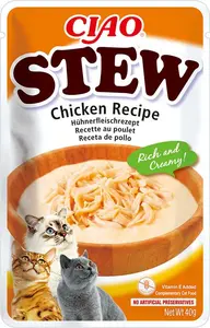 Inaba Cat Ciao Stew smetanové ragú pro kočky - kuře, mušle 40 g