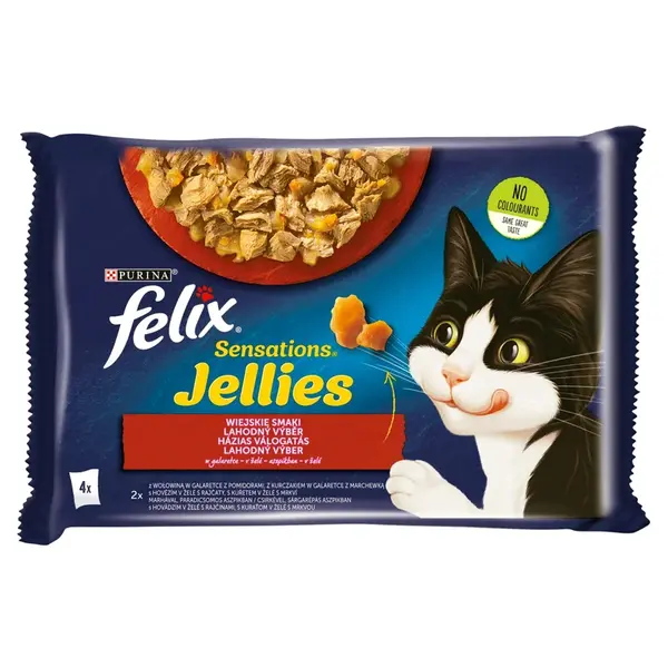 Felix Sensations Jellies lahodný výber v želé - s hovädzím a kuraťom 12 x (4 x 85 g)
