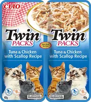 Inaba Cat Ciao Twin Packs želé krmivo pro kočky - tuňák, kuře, hřebenatky 2 x 40 g