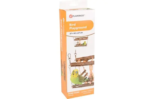 Flamingo hračka pre vtáky - závesný mostík 27 x 8.5 x 17 cm