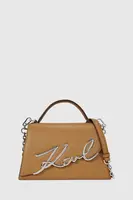 Kožená kabelka Karl Lagerfeld K/SIGNATURE béžová barva, A1W30036