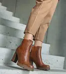 Gemre Brown slip-on block heel ankle boots in eco-leather Motena