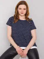 Dámská tmavě modrá proužkovaná halenka větší velikosti