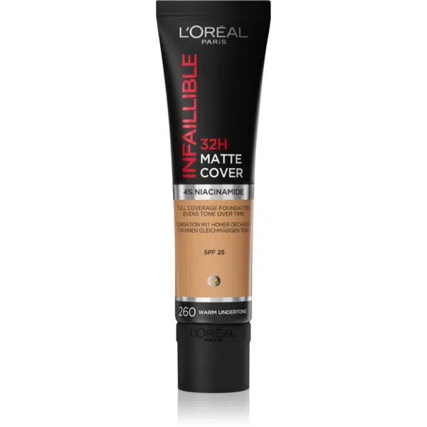 L’Oréal Paris Infaillible 32H Matte Finish dlouhotrvající matující make-up SPF 25 odstín 260 Soleil Doré 30 ml