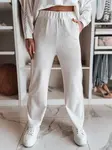 Dámske pruhované nohavice wide leg ecru