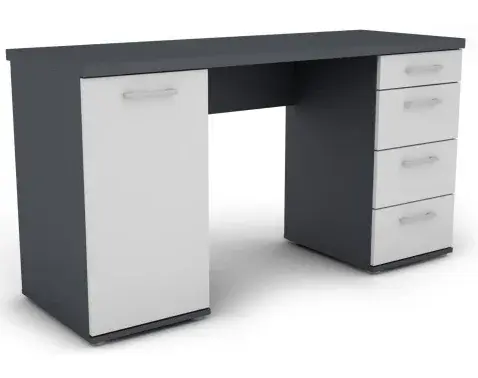 Písací stôl Walter, grafitovo sivý / biely%