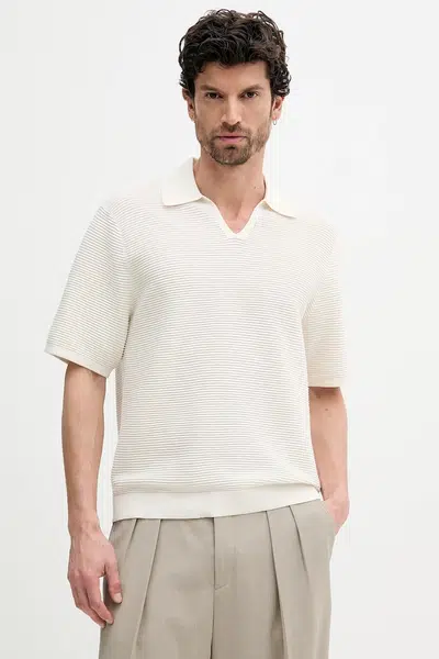 Polo tričko Calvin Klein pánske, béžová farba, jednofarebné, LV04LC323G