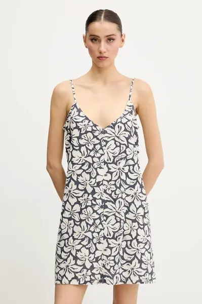 Šaty s prímesou ľanu Rip Curl LAS DALLAS