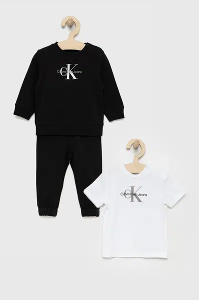 Detská súprava Calvin Klein Jeans čierna farba