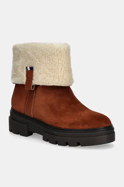 Semišové topánky Tommy Hilfiger FAUX FUR SUEDE ROLL-DOWN BOOT
