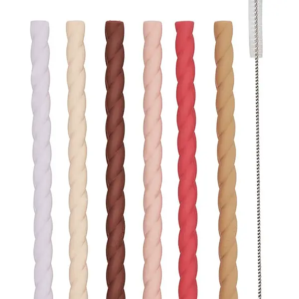 Sada slamiek s kefkou OYOY Mellow Silicone 6-pak