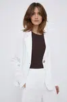 Sako s prímesou ľanu Emporio Armani biela farba, jednoradové, jednofarebné
