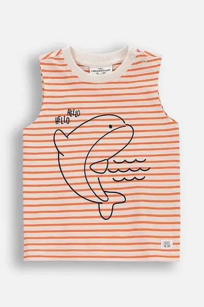 Tričko bez rukávov Coccodrillo oranžová farba, s potlačou, HOLIDAY SPLASH BOY NEWBORN