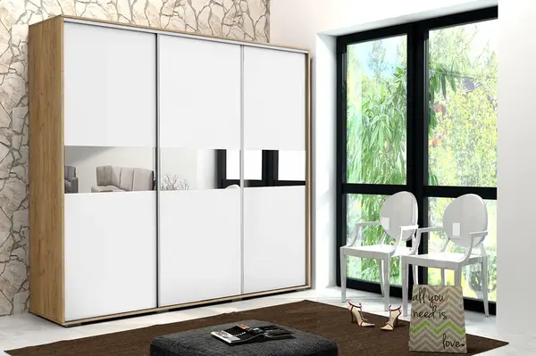 Šatní skříň Ska A27 XL Barva korpusu: Dub - Craft zlatý, Rozměry: 250 cm, Dveře: Bílé