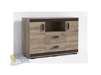 Komoda P15 140 cm Barva korpusu: Bílá, Lišta: Trufla, Barva dvířek: Dub - canyon