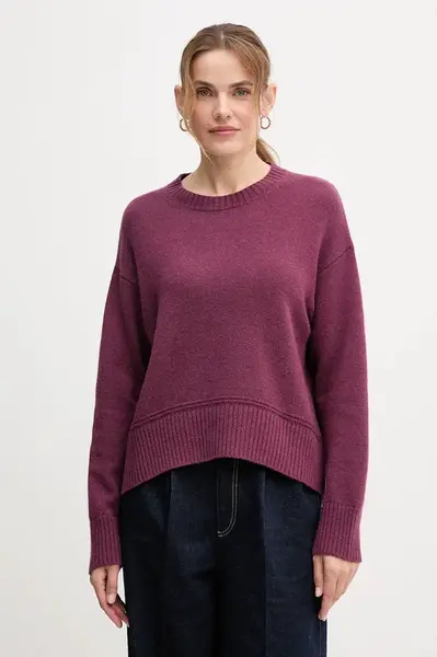 Svetr s příměsí vlny United Colors of Benetton fialová barva, 1244D10BC