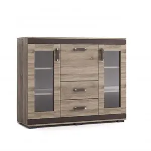 Komoda P27 130 cm Barva korpusu: Dub - canyon, Lišta: Lancelot, Barva dvířek: Dub - sonoma