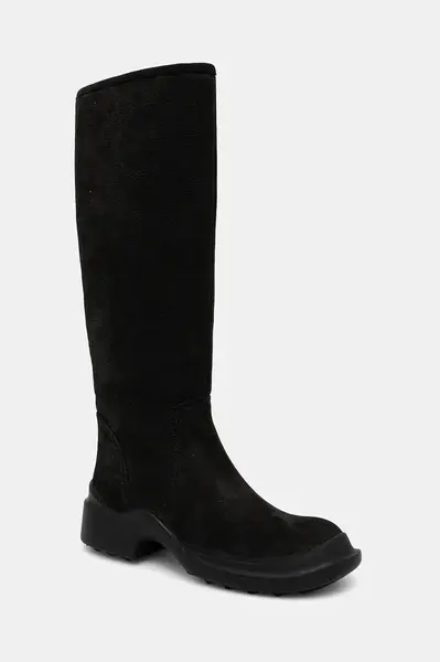 Nubukové kozačky Jeffrey Campbell FORTE dámské, černá barva, na plochém podpatku, JCD-347-4-03