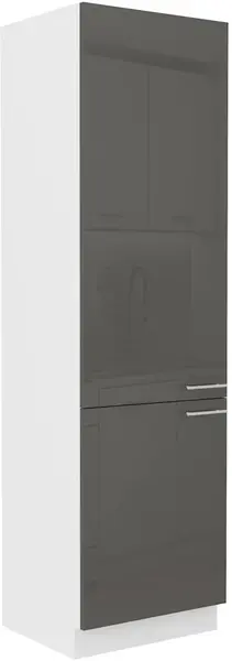 Vysoká skříňka pro vestavnou lednici Lara 60 LO-210 2F Barva korpusu: Bílá, Barva dvířek: Šedý lesk