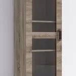 Vitrína P7 - prosklená dvířka Barva korpusu: Lancelot, Lišta: Trufla, Barva dvířek: Bílá