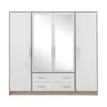 Šatní skříň Smart SR1 Dveře: Dub sonoma / Bílá, Varianta: Se zrcadlem