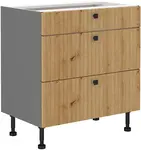 Spodní skříňka Ava 80 D 3S BB - Premium Box Barva korpusu: Antracit, Barva dvířek: Dub Artisan