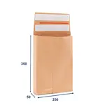 250 ks - Obálka papierová s krížovým dnom a bočnými skladmi (kraft) 250x350, 2x lepiaca páska