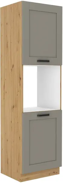 Vysoká skříňka na vestavnou troubu Luna 60 DP-210 2F Barva korpusu: Dub artisan, Barva dvířek: Clay Grey
