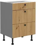 Spodní skříňka Ava 60 D 3S BB - Premium Box Barva korpusu: Antracit, Barva dvířek: Dub Artisan