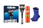 Gillette Xmass sada holicí strojek + 2 hlavice, ponožky a gel na holení 200 ml