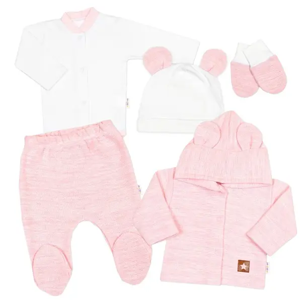 Baby Nellys Pletená sada oblečení pro miminko, Star 5D - růžová vel.  62