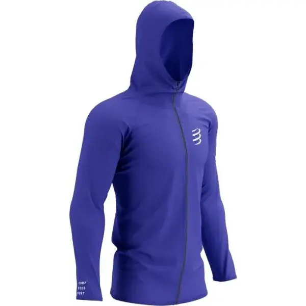 Compressport 3D THERMO SEAMLESS HOODIE ZIP Pánska športová mikina, modrá, veľkosť