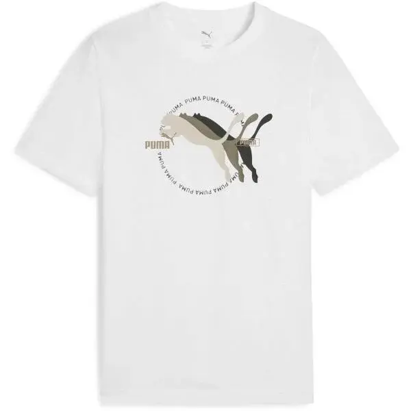 Puma GRAPHIC MULTIPLE CAT LOGO TEE Pánske tričko, biela, veľkosť