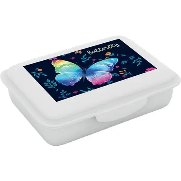Oxybag BUTTERFLY Detský plastový box na desiatu, biela, veľkosť