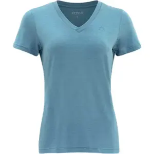 Devold HAREID MERINO 200 TEE V-NECK Dámske merino tričko, tyrkysová, veľkosť