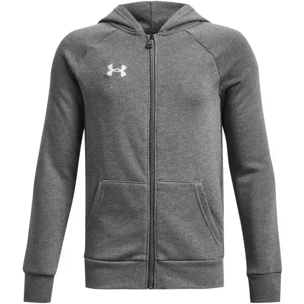 Under Armour RIVAL FLEECE FZ HOODIE Chlapčenská mikina, sivá, veľkosť XS