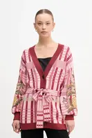 Bavlněný kardigan Barbour x Farm Rio dámský, růžová barva, LKN1717