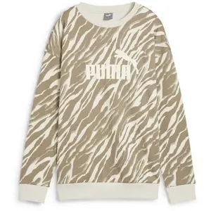 Puma ESSENTIALS+ ANIMAL AOP CUR FL Dámska mikina, béžová, veľkosť