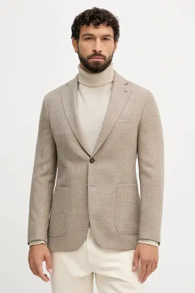 Vlněné sako Michael Kors pánské, béžová barva, MK0BL01087