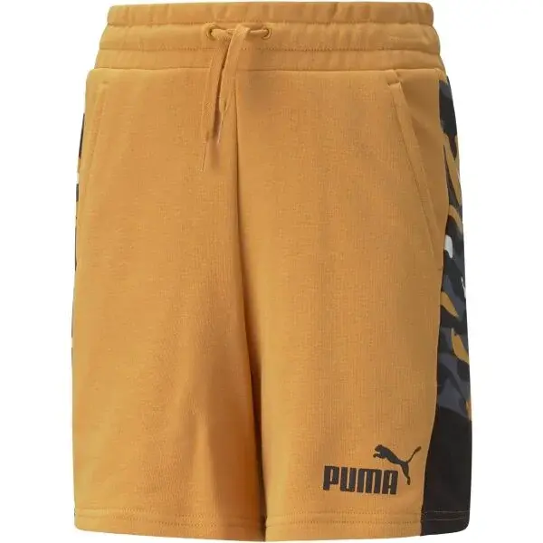 Puma ESS+CAMO SHORTS TR B DESERT CLAY Detské športové šortky, oranžová, veľkosť