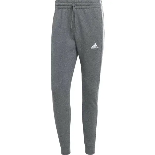 adidas ESSENTIALS FLEECE 3-STRIPES TAPERED CUFF Pánske tepláky, sivá, veľkosť XXL