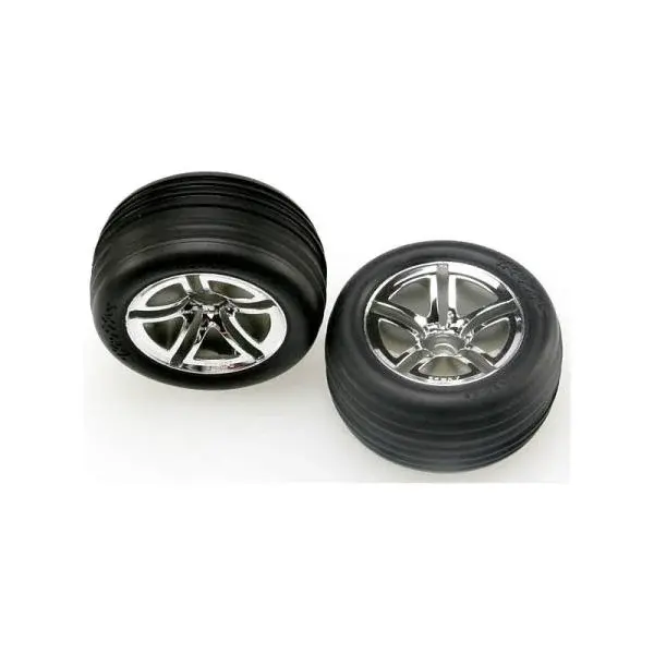 Traxxas kolo 2.8", disk Twin-Spoke stříbrný, pneu Ribbed (2) (přední)