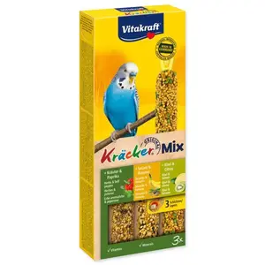 Tyčinky Vitakraft Kracker Trio Mix s banány, bylinkami a kiwi 3ks