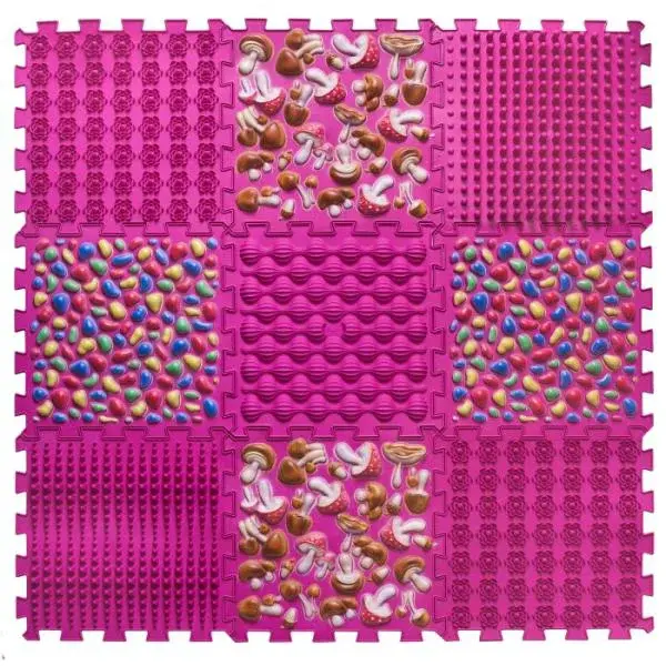 Ortek Masážní ortopedická podložka Puzzle "Mix" 9 prvků Růžová