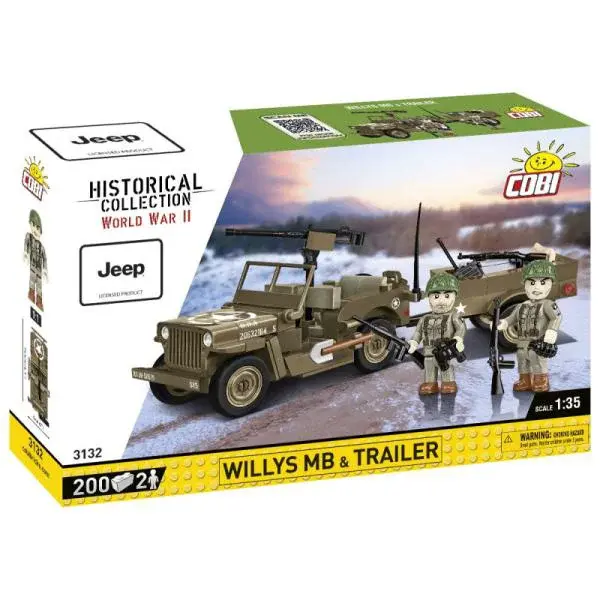 Cobi II WW Willys MB s přívěsem, 1:35, 200 k, 2 f