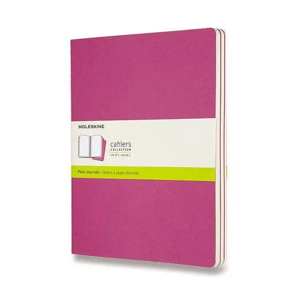 Sešity Moleskine Cahier, XL, čisté, 3 ks - tm. růžové
