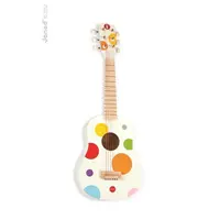 Janod Dřevěný hudební nástroj první kytara pro děti Confetti s reálným zvukem 6 strun